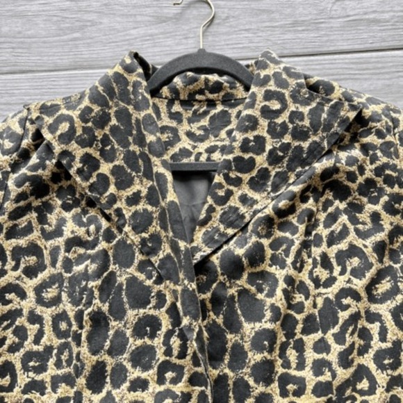 Womens Custom made Leopard Print Button Front Long Sleeve Coat Size Medium - Picture 2 of 9